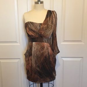 MM Couture Brand New Brown One Shoulder Dress